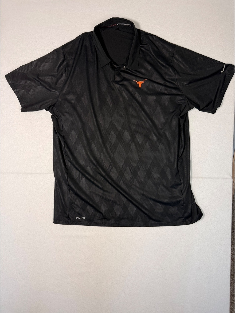 Nike Tiger Woods Collection Black Dri-FIT Golf Polo Shirt XXL- Texas Longhorns
